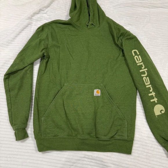 Carhartt Tops - Carhartt Loose Fit Green Graphic Sleeve Hoodie Sweatshirt TS0288-M Small